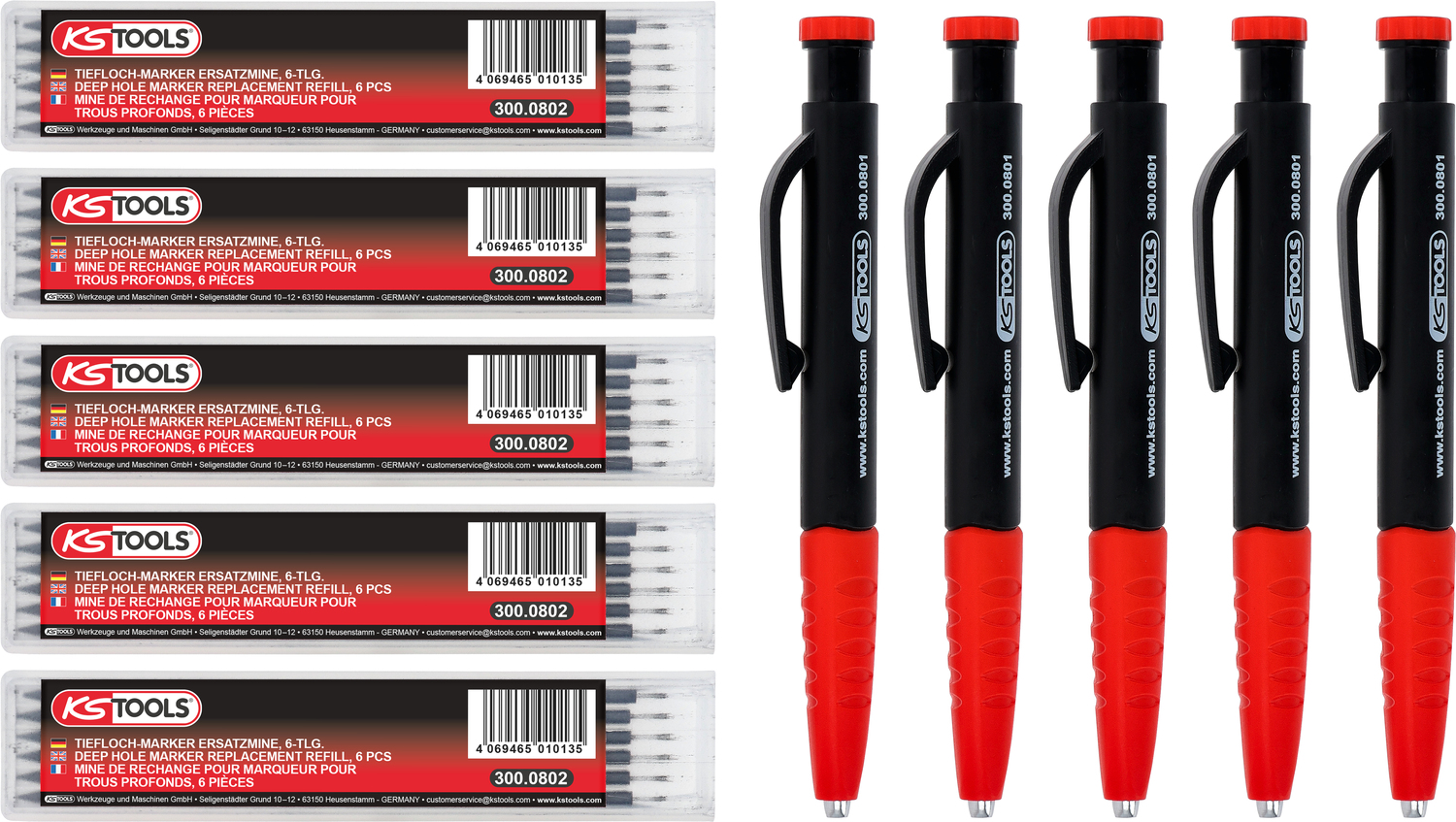 2in1 Druckbleistift und Tieflochmarker-Satz, 8-tlg, 5er Pack