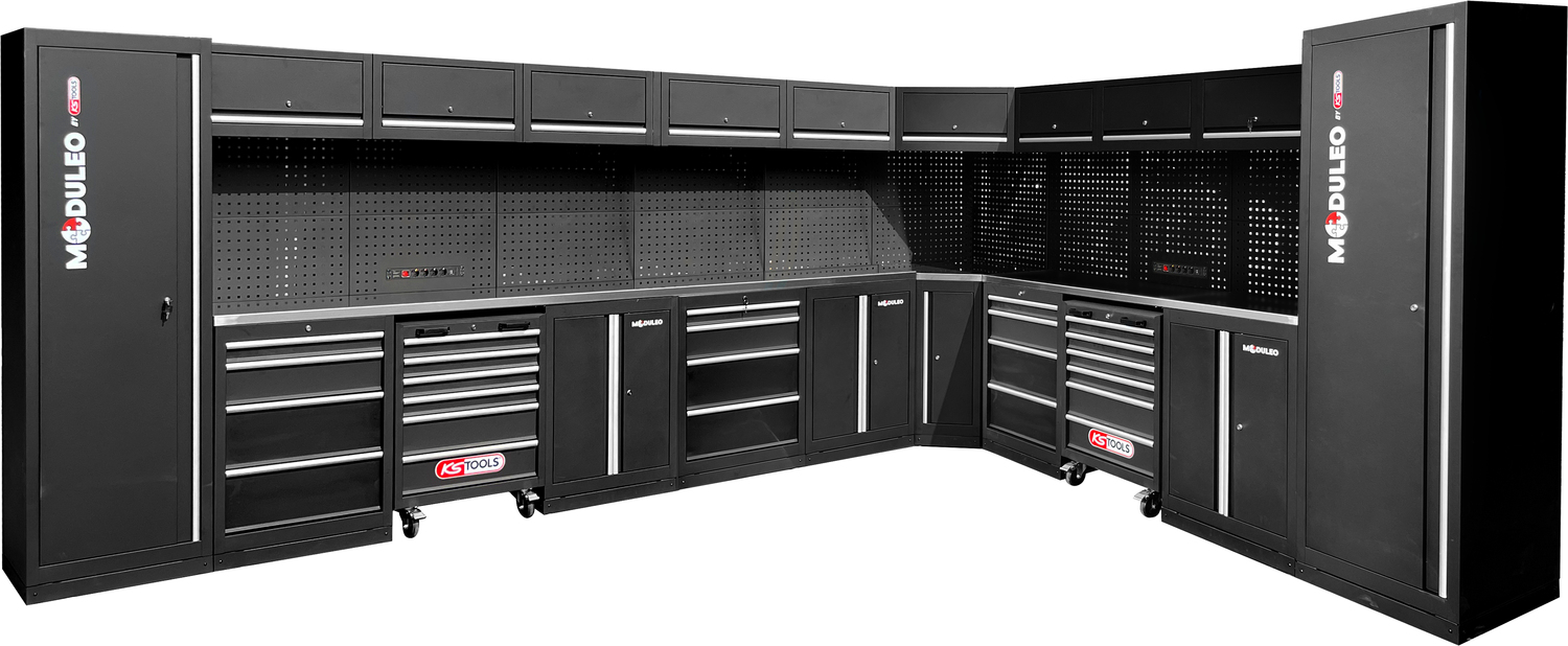 Werkstatt-Schranksystem, L-Form, 4760 x 3400 mm
